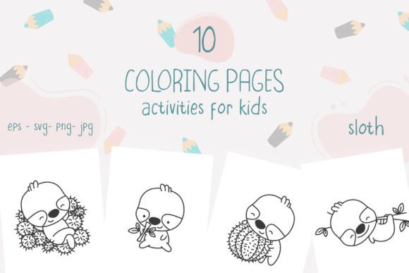 Collection of Cute Sloth Coloring Page Graphics for Coloring Pages Amp