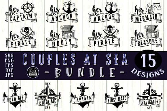 Couples at Sea Bundle, Funny Cruise Graphics for Crafts