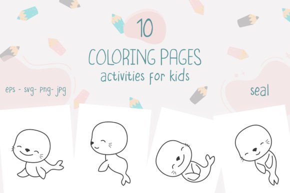 Cute Seal Black and White Illustrations for Graphics and Coloring Pages Amp