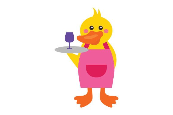 Funny Barista Duck Serving a Cocktail, Cartoon for Crafts & Animals