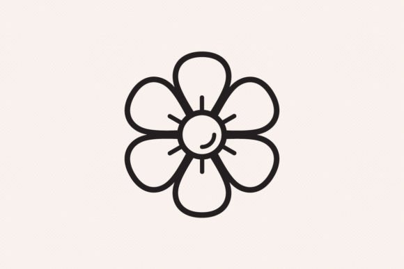 Happy Daisy Outline Icon: Graphics for Editorial & Icons
