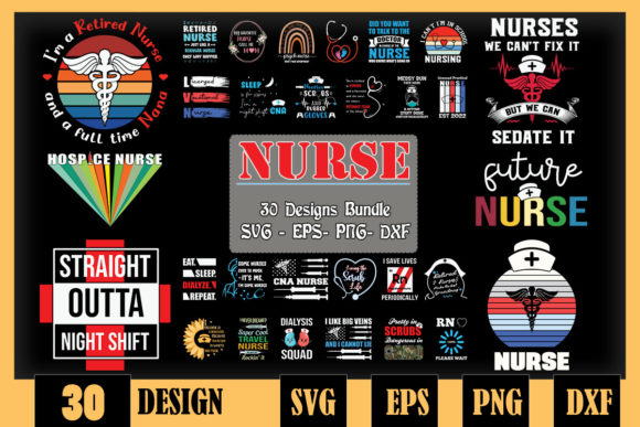 Nurse Part 2 Bundle SVG 30 Designs for Graphics and Crafts