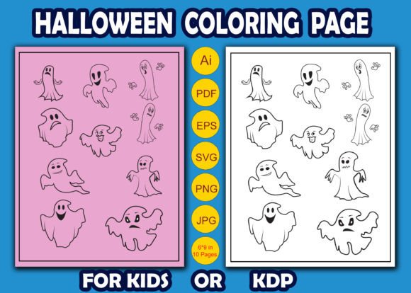 Spooky Halloween Coloring Page: Graphics for Kdp Interiors