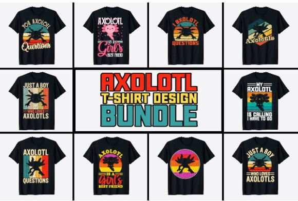 Vintage Axolotl T-shirt Design Bundle: Graphics for Bloggers